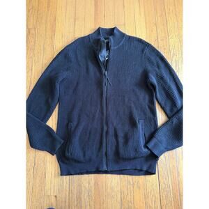 Kenneth Cole Sweater Mens Large Black Waffle Knit Full Zip